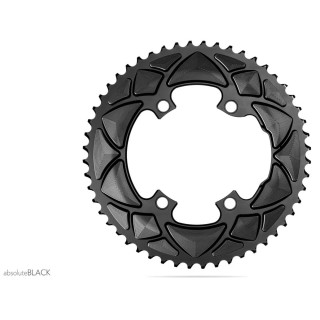 Absolute Black - Round Road  2x Chainring Shimano 4x110BCD Black - Outer Chainring