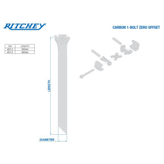 Ritchey - WCS Carbon 1-Bolt Zero Sattelstütze - 0 mm Offset 27,2 mm x 350 mm