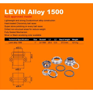 Tange Levin NJS Écouteurs filetés Chromé 26,4 cm